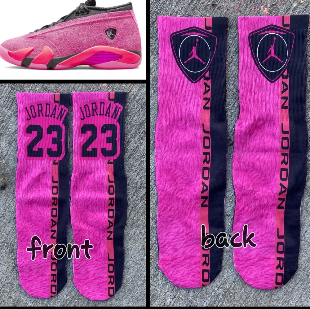 Jordan 14s shocking pink socks
